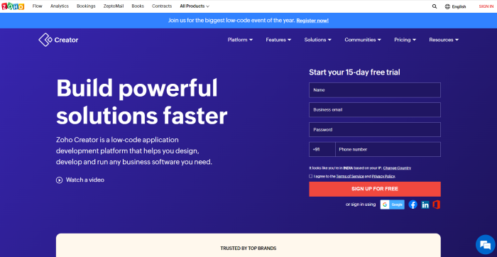 Business Process Management Tool-Zoho Creator